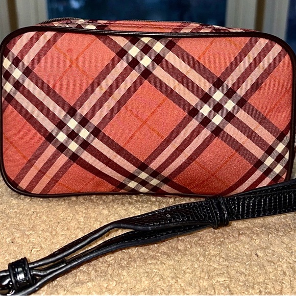 Authentic Burberry Blue Label Mini Nova Check Handbag With Leather Trim